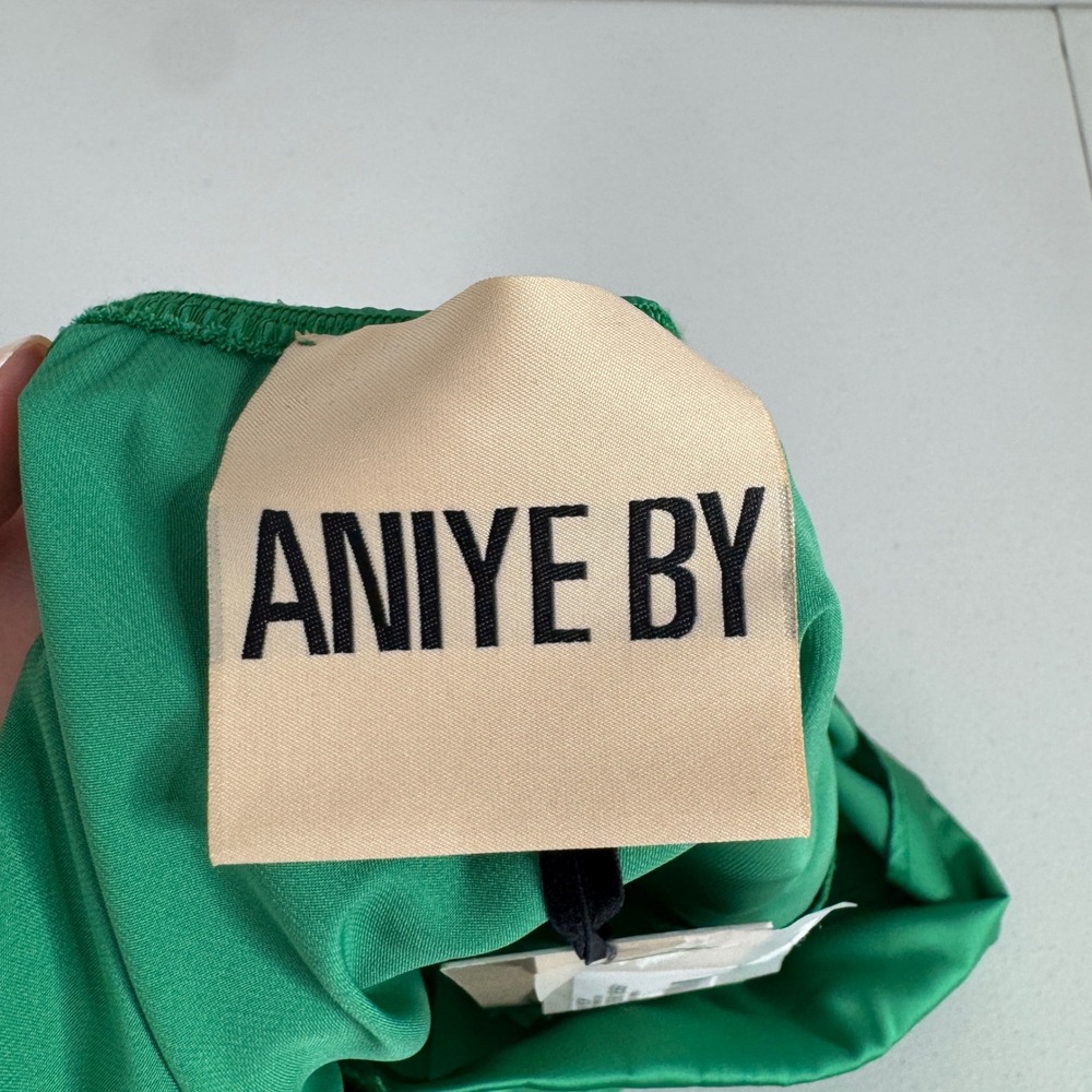 Aniye By Jabot Dress Womens IT40 Green Satin‎ Draped Mini Coquette Euro Summer - Picture 8 of 14